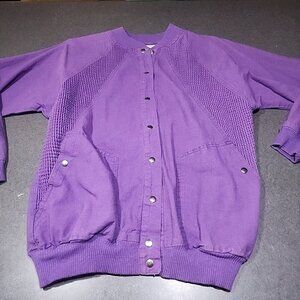 LA Seat Covers Womens Casual Regular Purple Lightweight Cotton Jacket Snaps